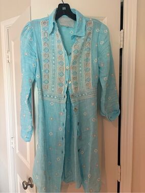 Temptation Pastel Blue Embroidered Tunic dress